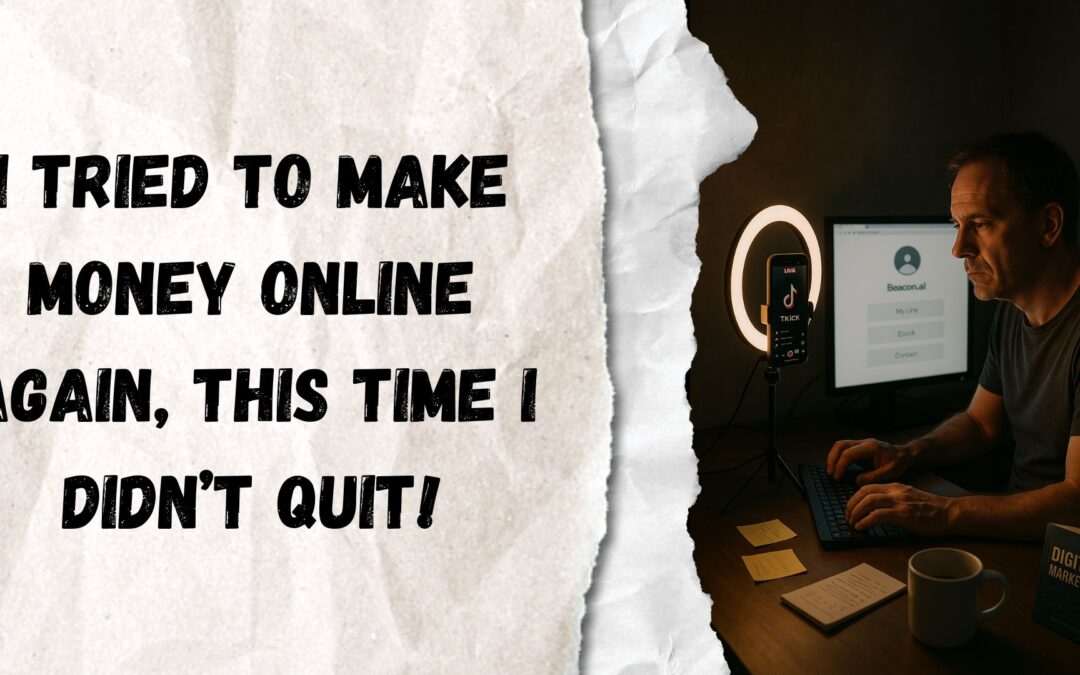 Photo of a guy at this computer going LIVE and selling on the Internet